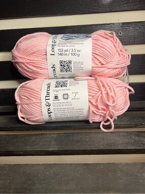 Loops & Threads Bulky Twist Powder Pink Yarn - Soft Cotton-Acrylic Blend, 2-Pack